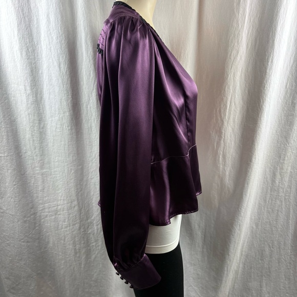 Sandra Angelozzi Elegant Silk Wrap Blouse in Rich Purple 42 - Picture 3 of 10